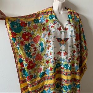 OS Vintage 70s Psychedelic Caftan Maxi Dress (e)